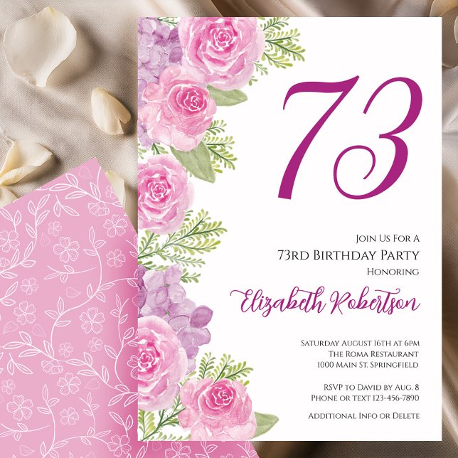 Rosa Rosen Blumen Vorlage 73. Geburtstag (Von Creator hochgeladen)