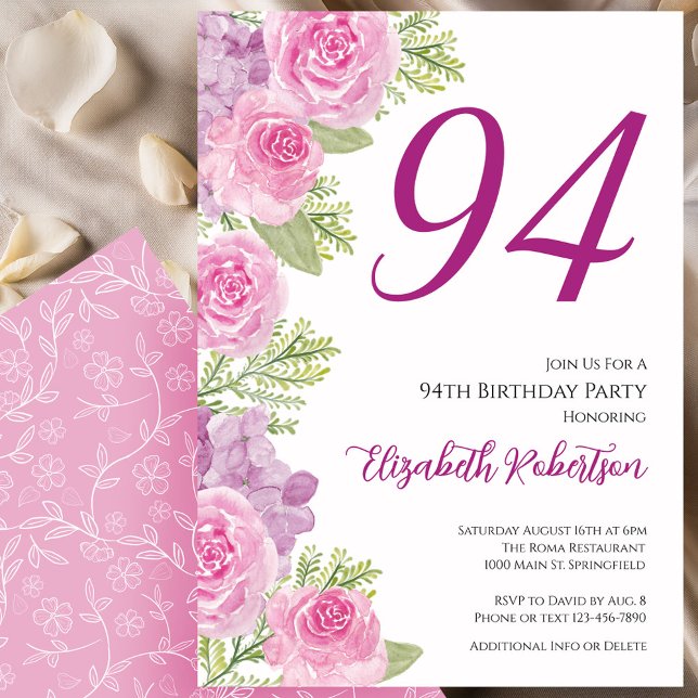 Rosa Rosen Blumen Vorlage 94. Geburtstag (Von Creator hochgeladen)