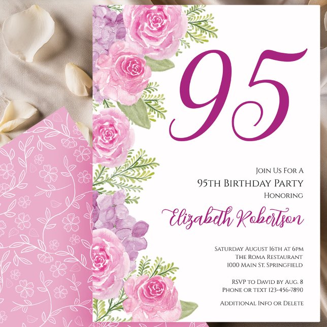 Rosa Rosen Blumen Vorlage 95. Geburtstag (Von Creator hochgeladen)