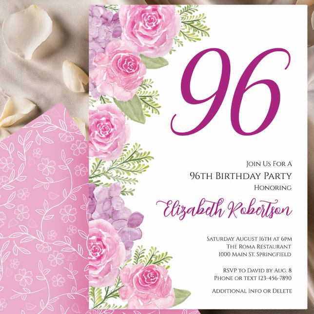 Rosa Rosen Blumen Vorlage 96. Geburtstag (Von Creator hochgeladen)