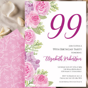 Rosa Rosen Blumen Vorlage 99. Geburtstag