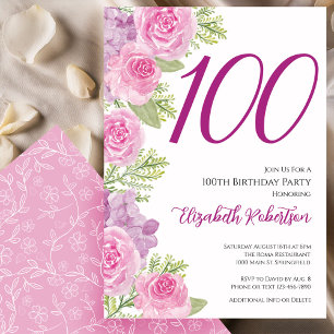 Rosa Rosen Blumen Vorlagen 100. Geburtstag