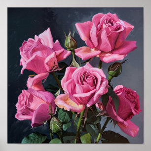 Rosa Rosen Blumenkunst Druck Poster