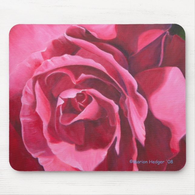 Rosa Rosen-Blumenmäusematte Mousepad (Vorne)