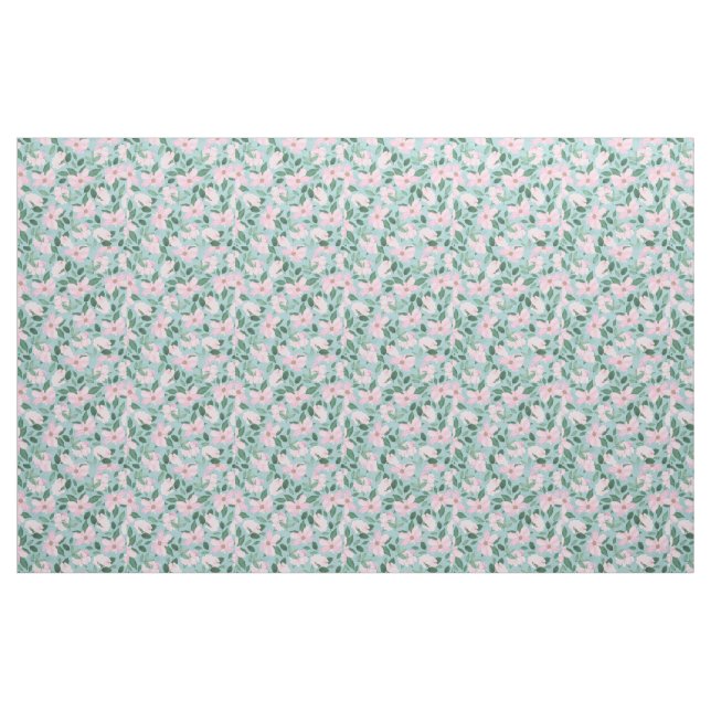 Rosa Rosen Blumenmotiv Blau Stoff (Fat Quarter (45,7 x 55,9 cm))