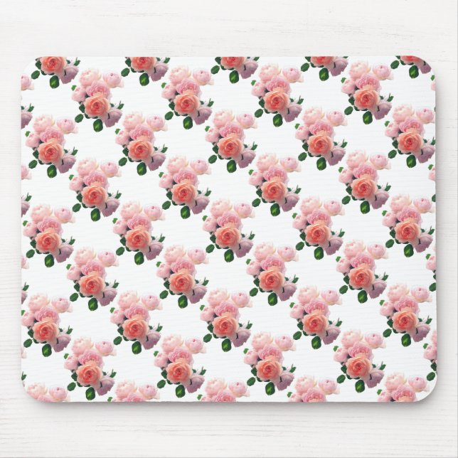 Rosa Rosen Blumenmuster Farbe Kunst Vorlage Modern Mousepad (Vorne)