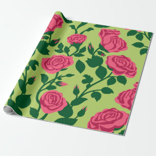 Rosa Rosen-Blumenmuster Geschenkpapier