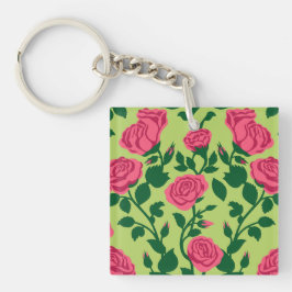 Rosa Rosen-Blumenmuster Schlüsselanhänger
