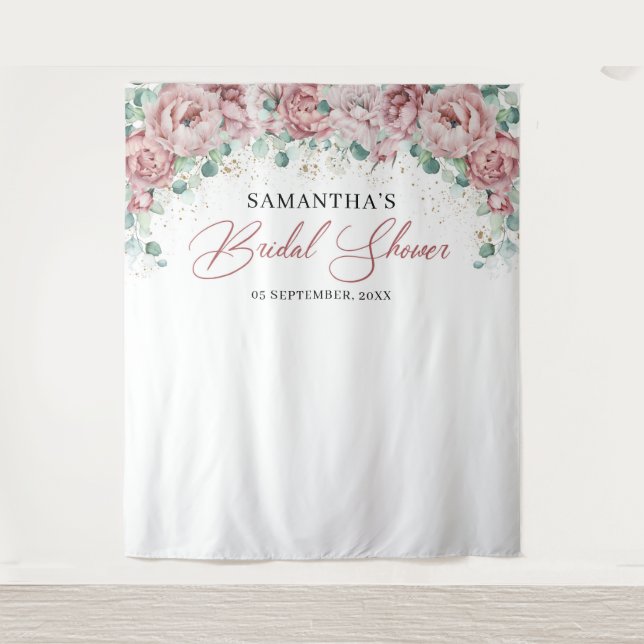 Rosa Rosen-Brautparty Wandteppich (Vorderseite)