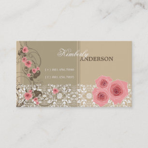 Rosa Rosen-Damast-Spitze Fleur eleganter Chic Visitenkarte