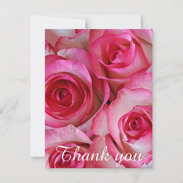 Rosa Rosen danken Ihnen Dankeskarte (Vorderseite)