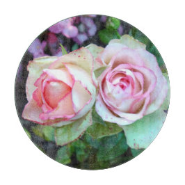 Rosa Rosen dekoratives Glasschneider 12" Schneidebrett