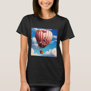 Rosa Rosen dekoriertes Button Luftballon Florin T T-Shirt