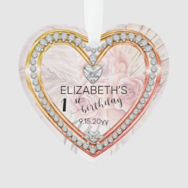 Rosa Rosen |Diamonds 1Birthday Keepake Ornamen Ornament