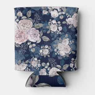Rosa Rosen Dunkelblau: Vintage Dosenkühler