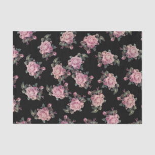 Rosa Rosen Dunkles Blumenmuster Shabby Chic Party Seidenpapier