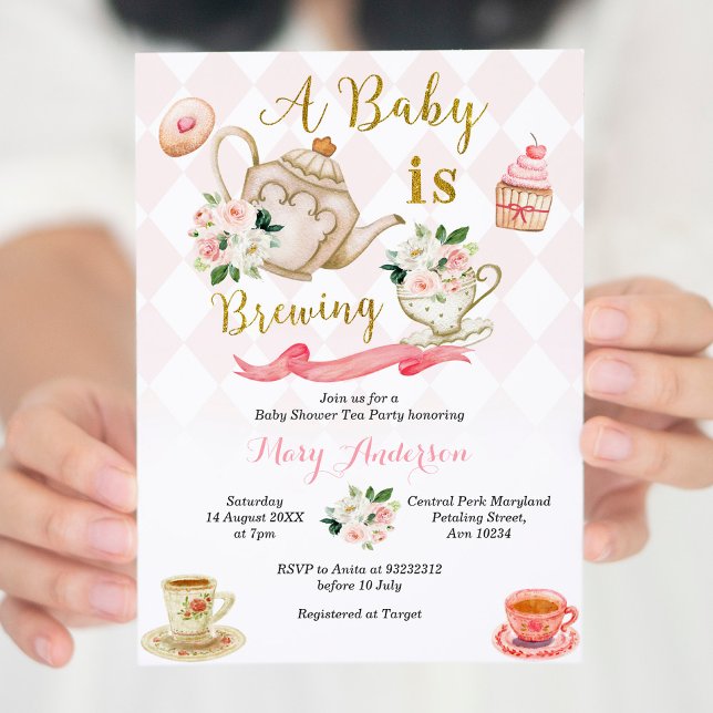 Rosa Rosen Ein Baby braut Tee Party Babydusche Einladung (Von Creator hochgeladen)