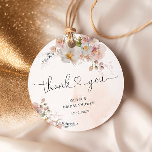 Rosa Rosen Elegante Hochzeitsdusche Danke Geschenkanhänger