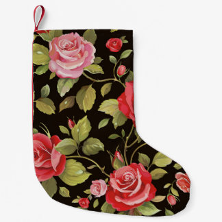 Rosa Rosen: elegantes Blumenmuster. Kleiner Weihnachtsstrumpf