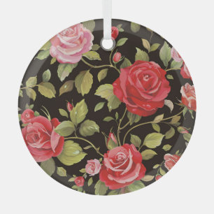 Rosa Rosen: elegantes Blumenmuster. Ornament Aus Glas