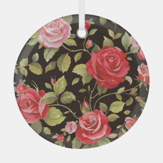 Rosa Rosen: elegantes Blumenmuster. Ornament Aus Glas
