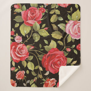 Rosa Rosen: elegantes Blumenmuster. Sherpadecke