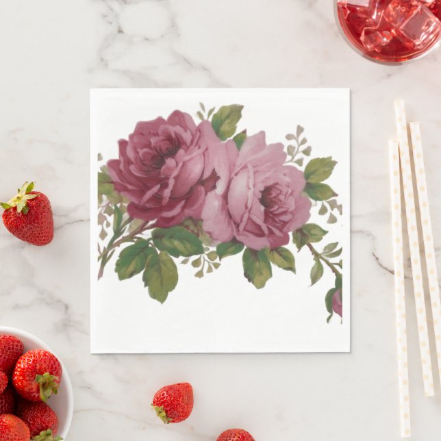 Rosa Rosen Eleganz Papier Serviette  (Beispiel)