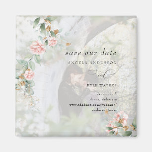 Rosa Rosen Eukalyptus Foto Save the Date Magnet