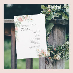 Rosa Rosen Eukalyptus Hochzeitseinladung Einladung