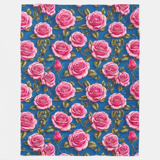 Rosa Rosen Fleecedecke (Vorderseite)