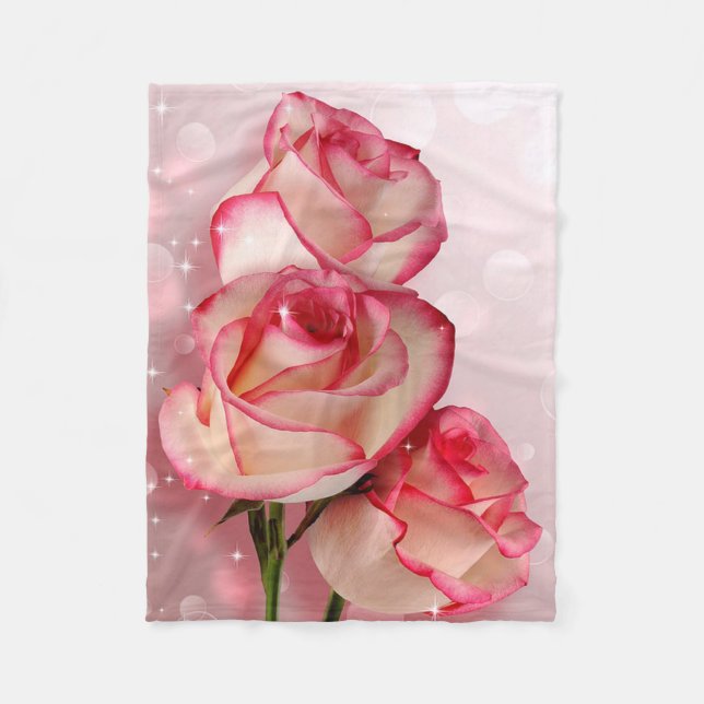 Rosa Rosen Fleecedecke (Vorderseite)