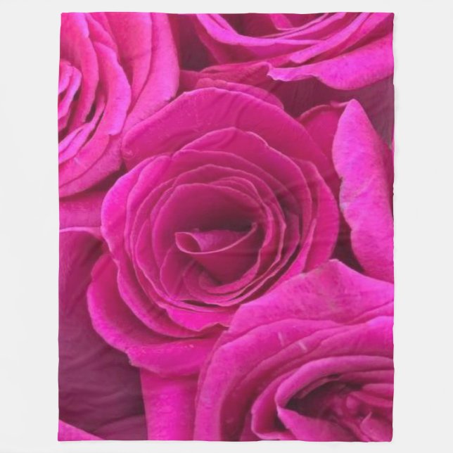 Rosa Rosen Fleecedecke (Vorderseite)