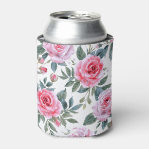 Rosa Rosen Floral Cottagecore Wasserfarbenmuster Dosenkühler