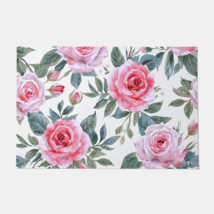 Rosa Rosen Floral Cottagecore Wasserfarbenmuster Fußmatte
