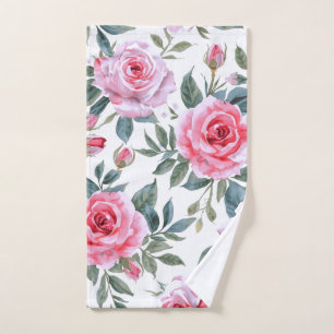 Rosa Rosen Floral Cottagecore Wasserfarbenmuster Handtuch