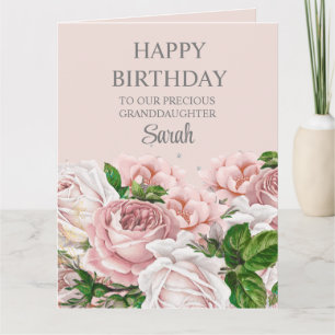 Rosa Rosen Floral Glitter Sweet 16 Großeltern Karte