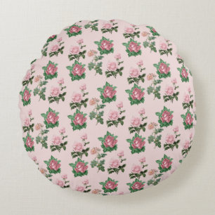 Rosa Rosen Floral Shabby Chic Cottage Kern   Rundes Kissen