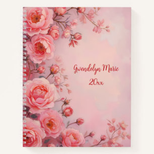 Rosa Rosen Floral Spiralgebundenes Tagebuch Sommer
