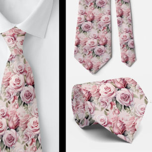 Rosa Rosen Florale Blumen Krawatte