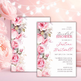 Rosa Rosen Florale Brautparty ~ Einladung