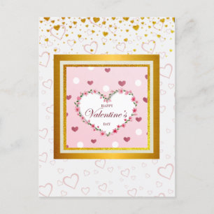 Rosa Rosen Florale Herzen Valentinstag Geschenke Postkarte