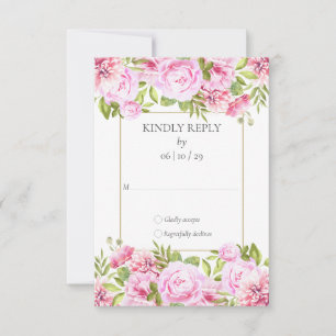 Rosa Rosen Florale Hochzeit  RSVP Karte