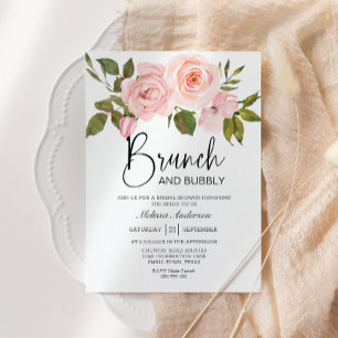 Rosa Rosen Florale Hochzeits-Brunch-Einladung Einladung