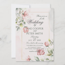 Rosa Rosen florale Hochzeitseinladung Einladung