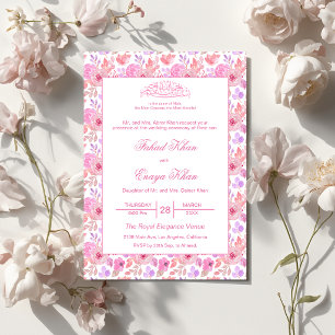 Rosa Rosen Florale Islamische Muslimische Nikkah-H Einladung
