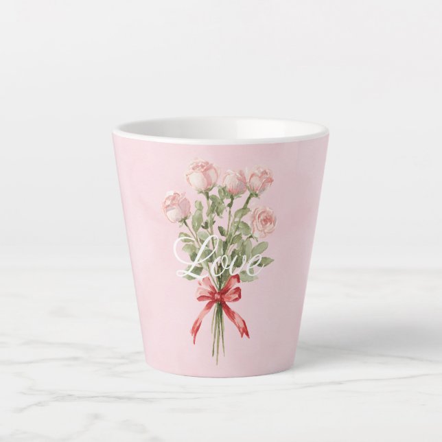 Rosa Rosen Florale Liebe Milchtasse (Vorderseite)