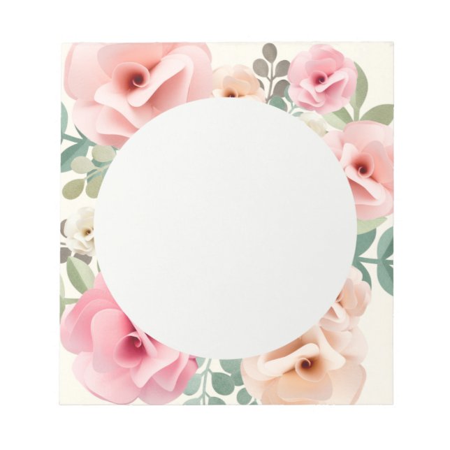 Rosa Rosen floraler Editor Notizblock (Vorderseite)