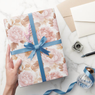 Rosa Rosen Florales Brautbad Geschenkpapier