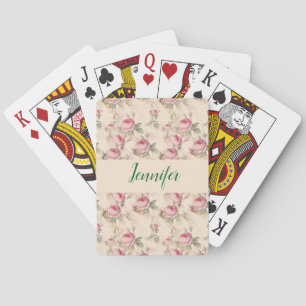 Rosa Rosen Florales Kartenspiel mit individuellem Spielkarten