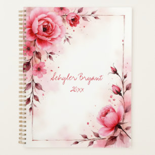Rosa Rosen Florales Spiralgebundenes Botanisches D Planer